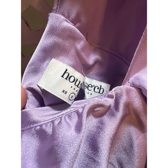 House of CB Kate Orchid Satin Wrap Front Mini Dress Size S Small - Picture 7 of 10